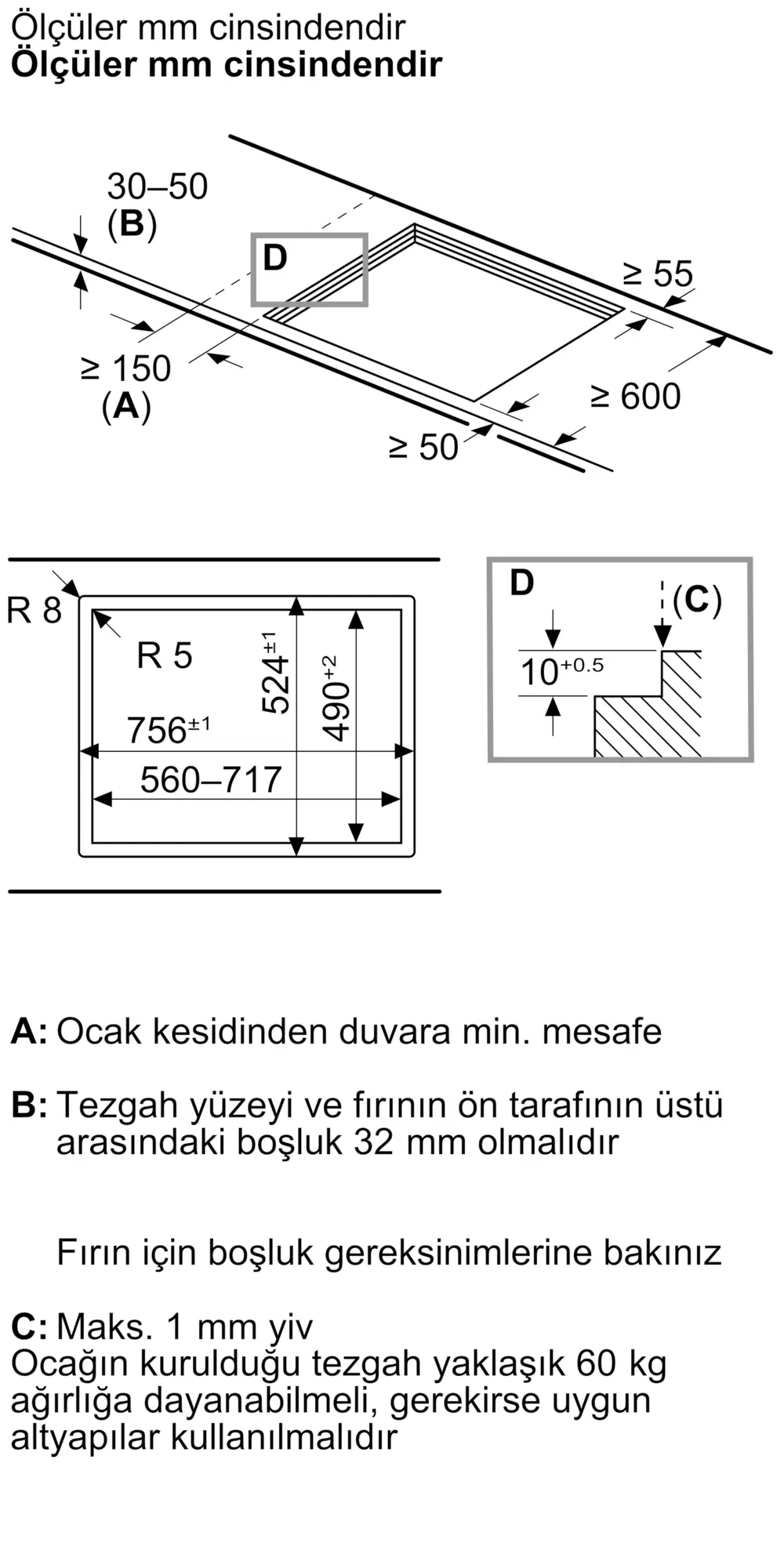 Serie 6 Gazlı Ocak 75 cm Sert cam, Siyah - Gorsel 7