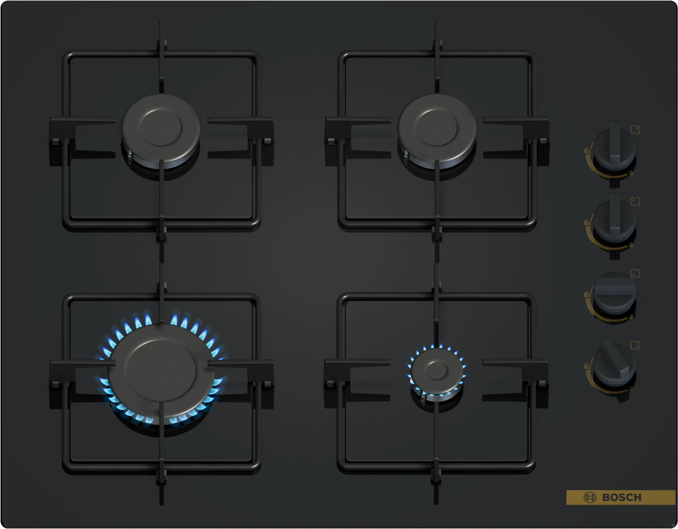 Serie 4 Gazlı Ocak 60 cm NeoKlasik, Sert cam, Siyah - Gorsel 1