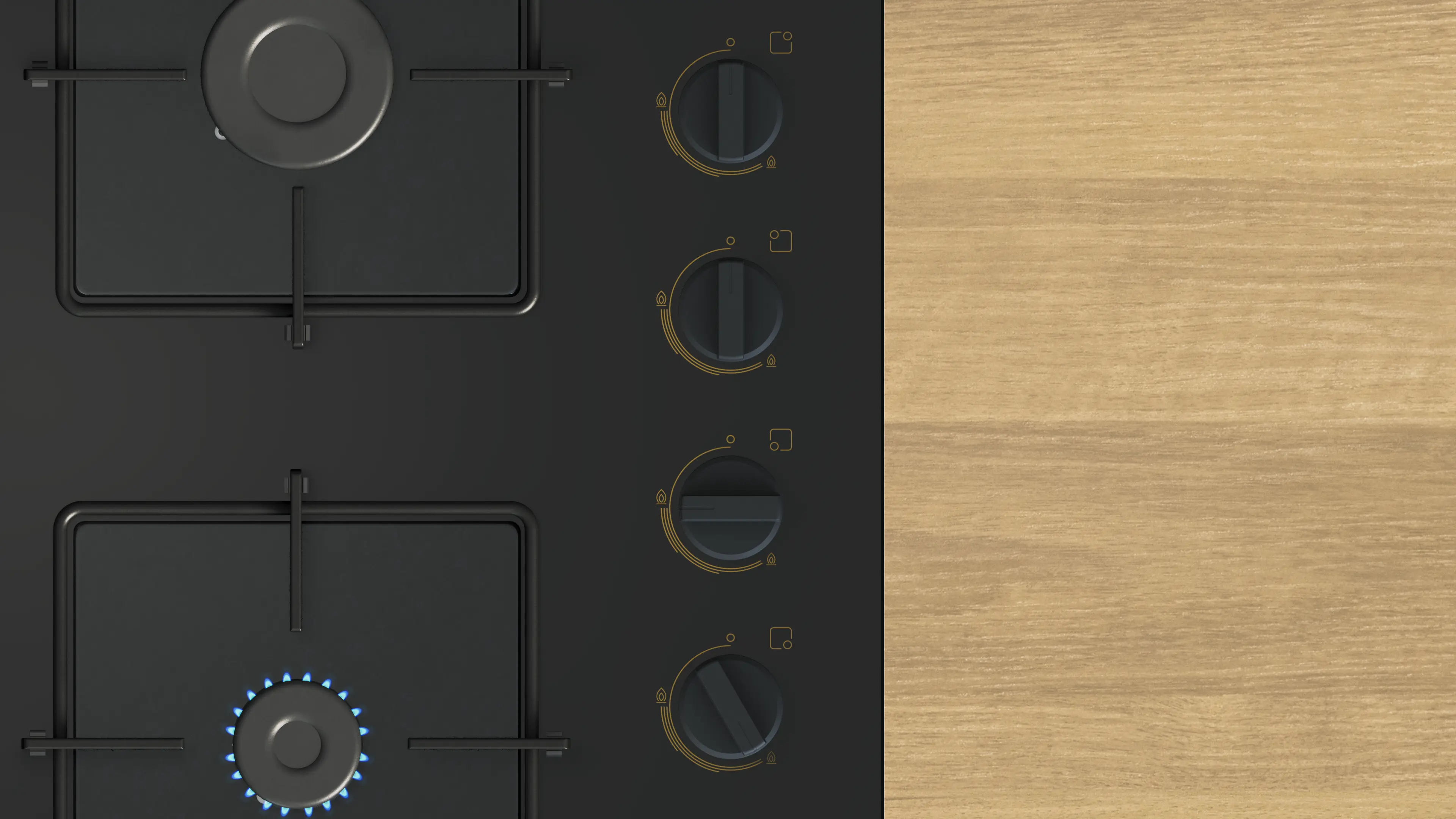 Serie 4 Gazlı Ocak 60 cm NeoKlasik, Sert cam, Siyah - Gorsel 3