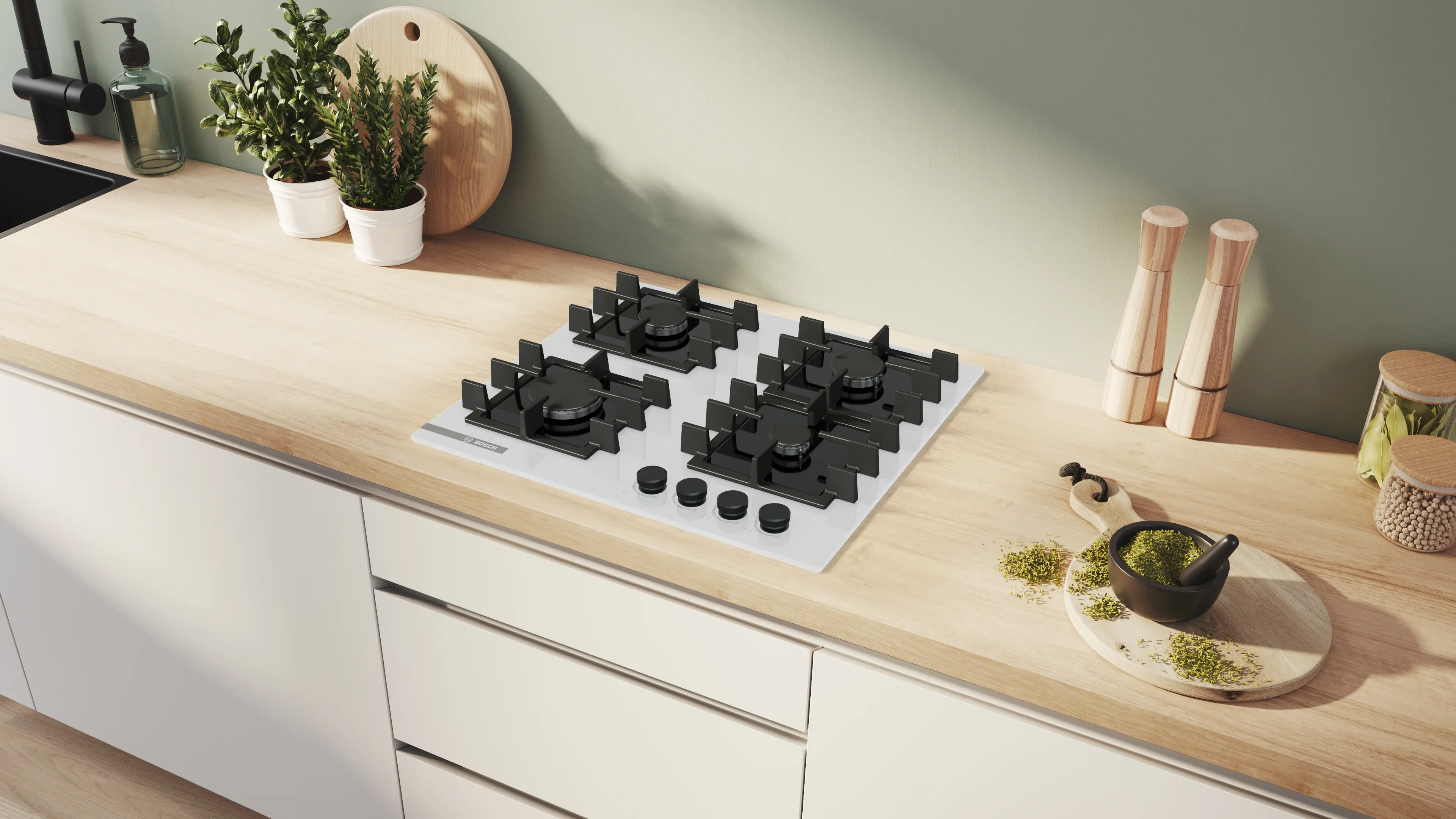 Serie 4 Gazlı Ocak 60 cm Sert cam, Beyaz - Gorsel 4