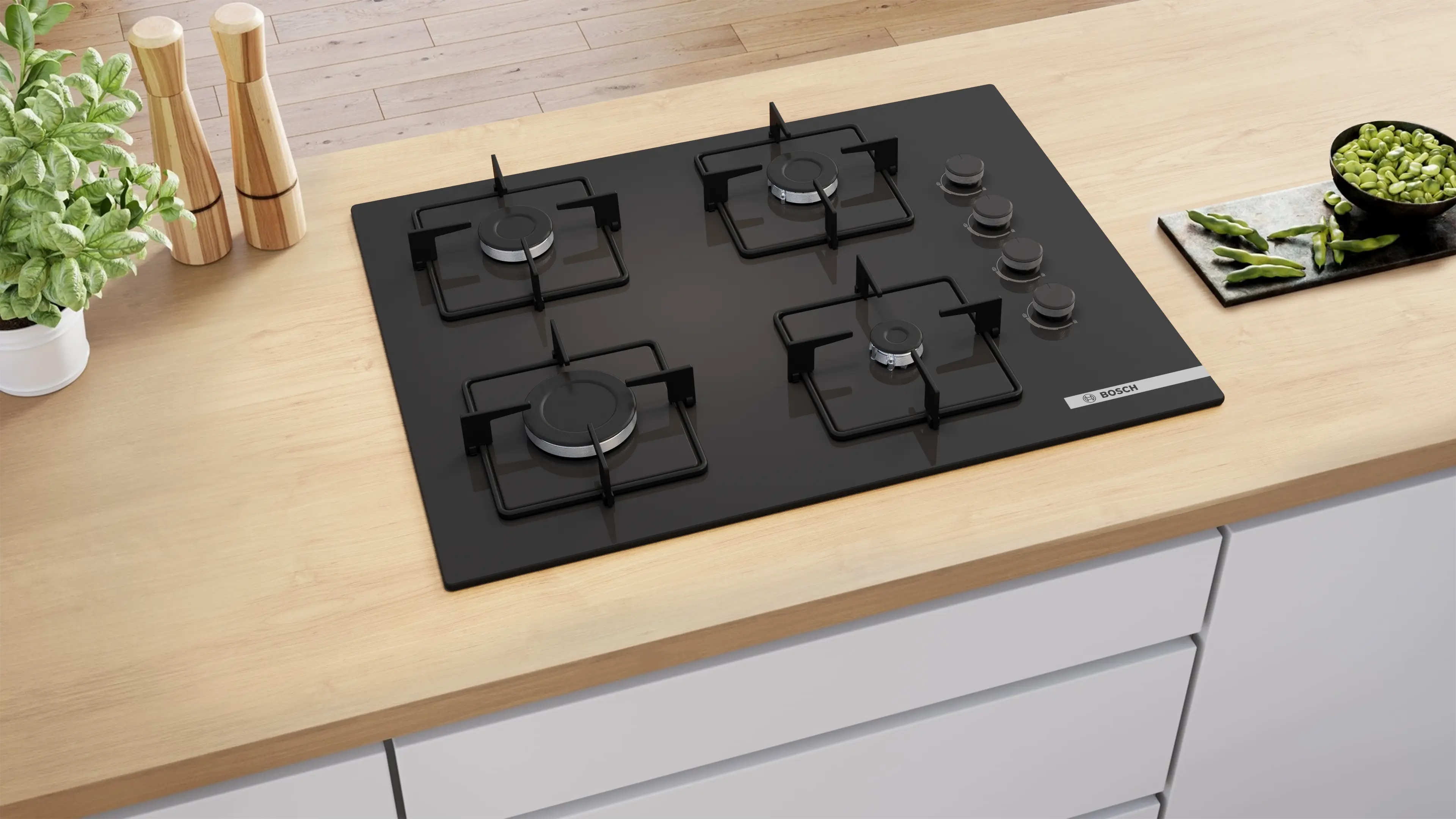 Serie 4 Gazlı Ocak 67 cm Sert cam, Siyah - Gorsel 5