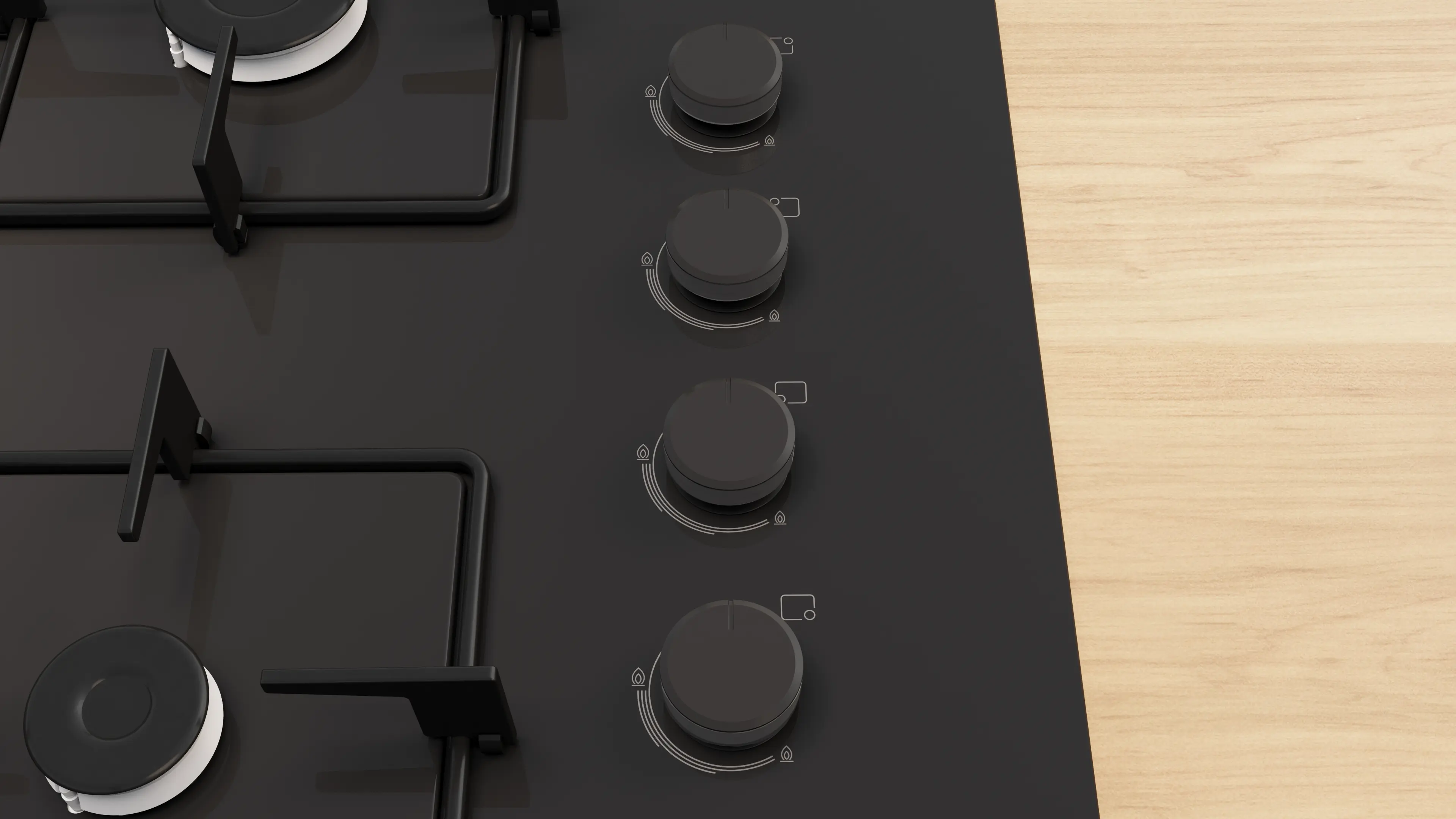 Serie 4 Gazlı Ocak 67 cm Sert cam, Siyah - Gorsel 2