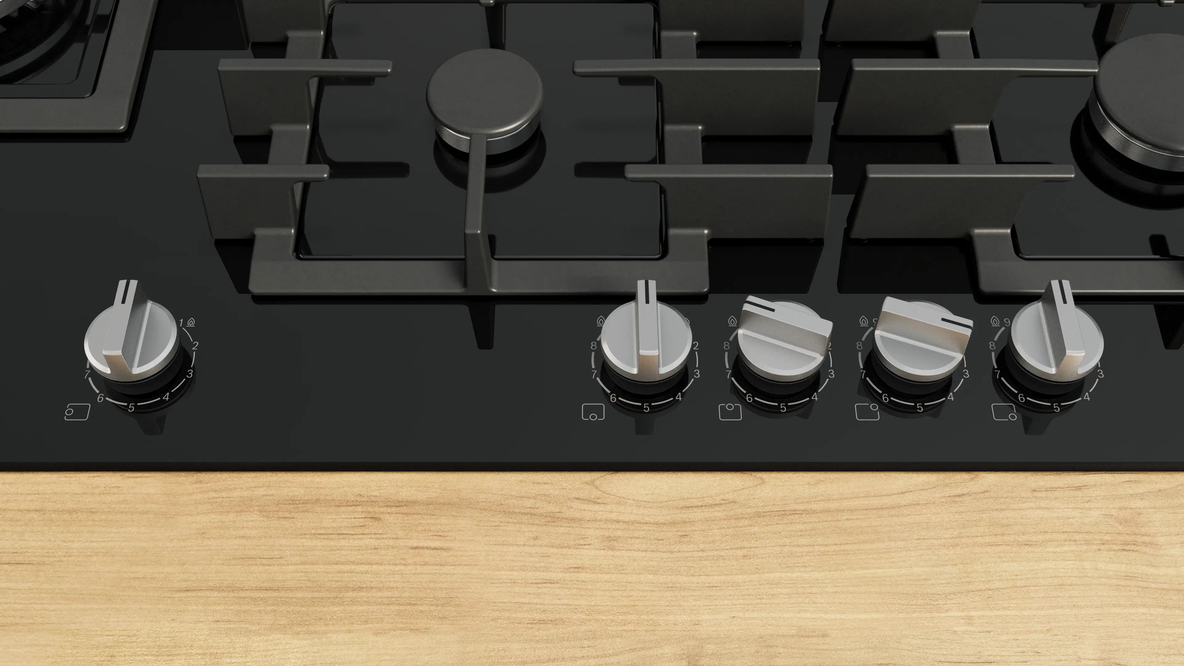 Serie 6 Gazlı Ocak 90 cm Sert cam, Siyah - Gorsel 2