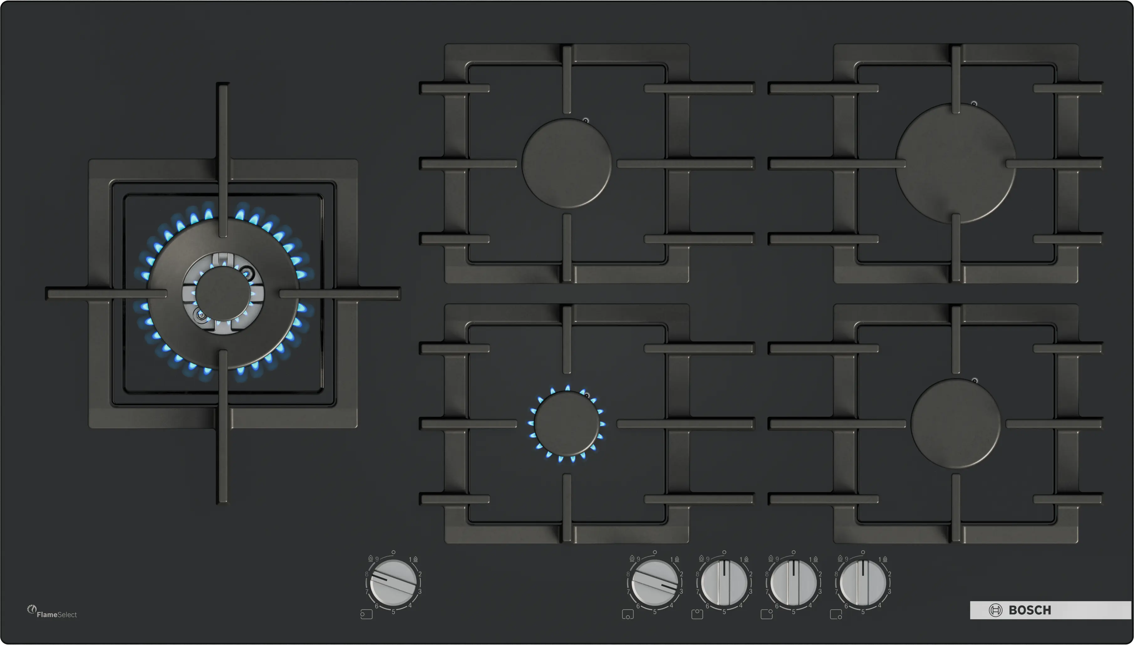 Serie 6 Gazlı Ocak 90 cm Sert cam, Siyah - Gorsel 1