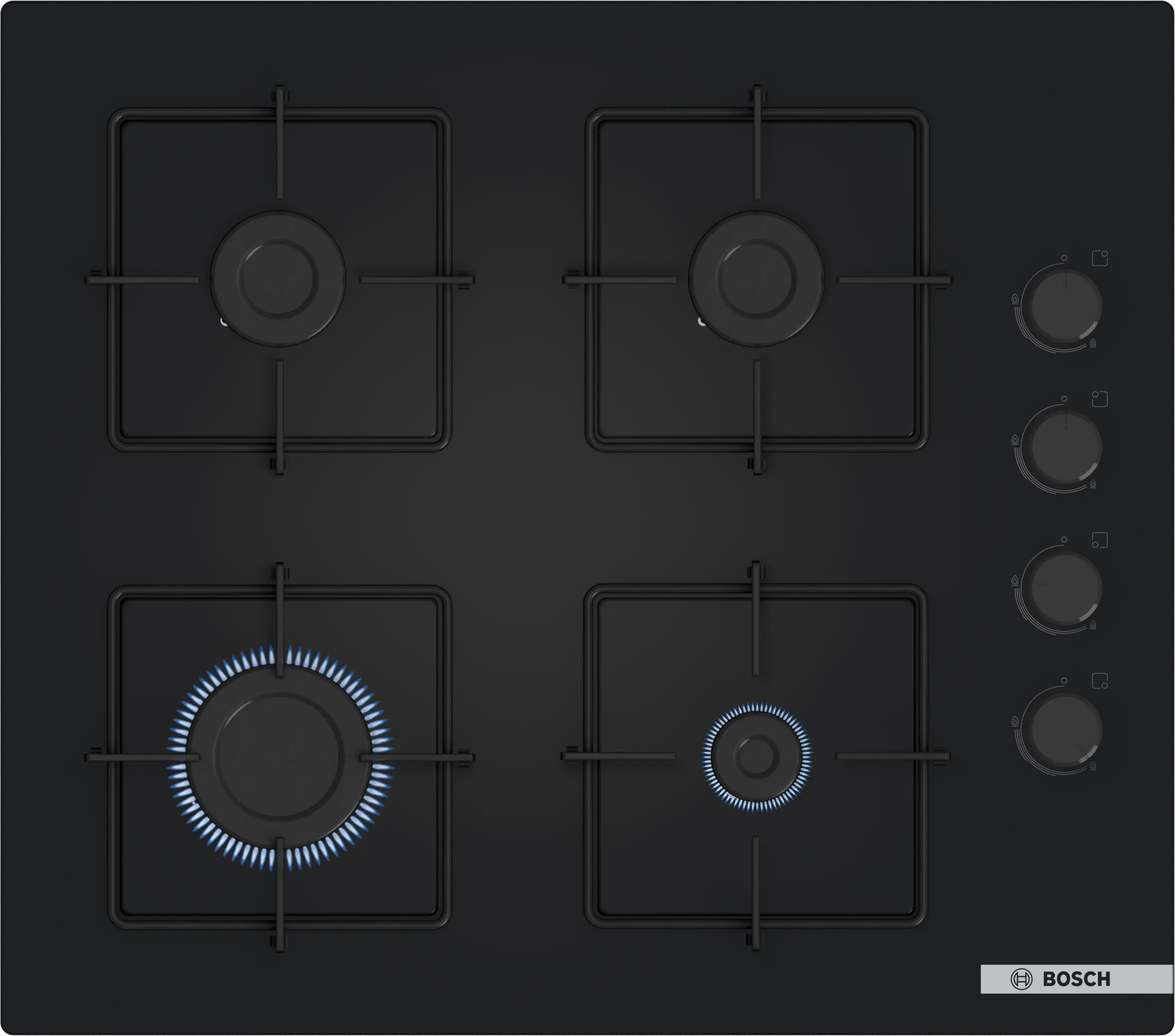 Serie 4 Gazlı Ocak 60 cm Sert cam, Siyah - Gorsel 1