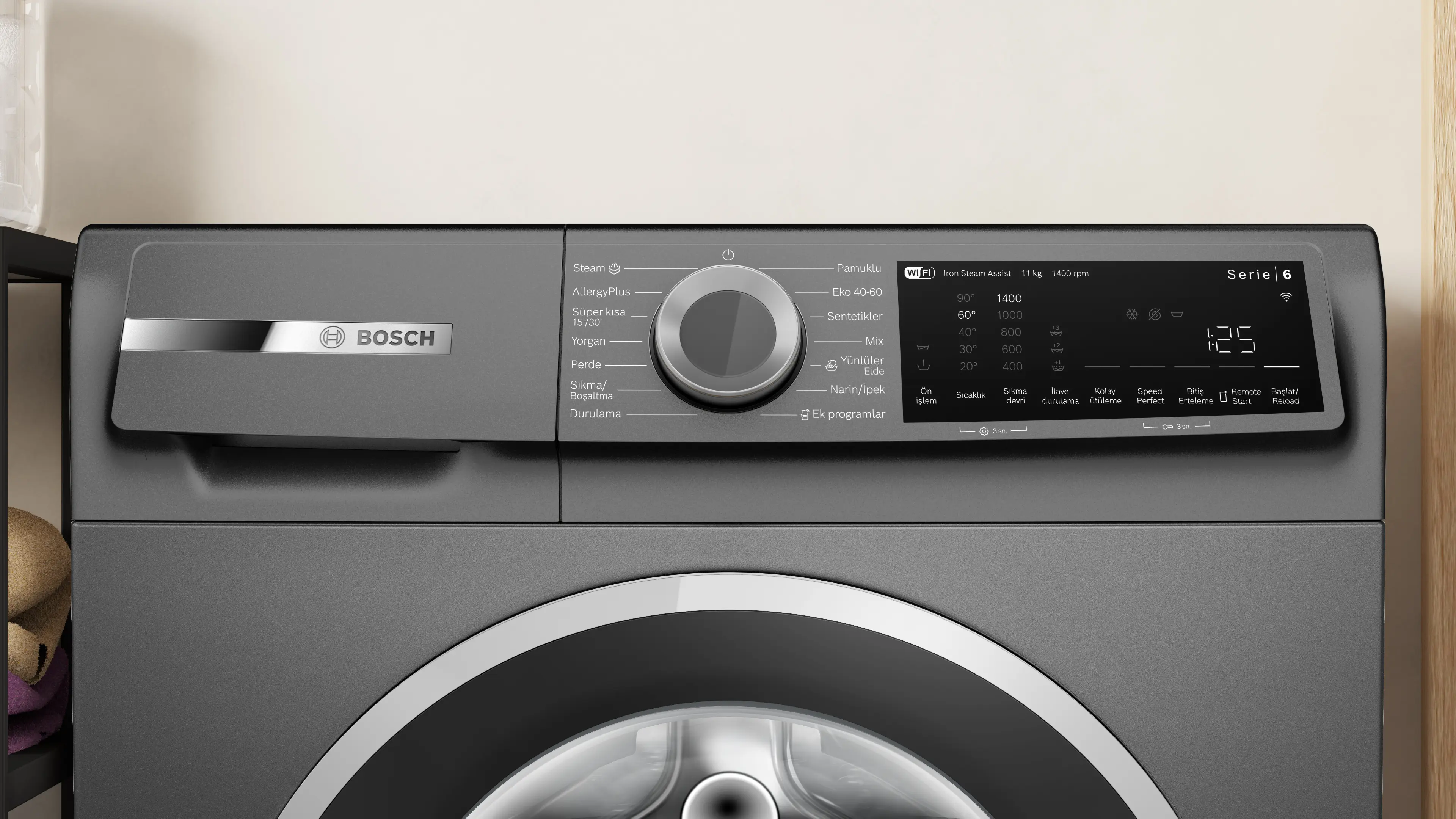 Serie 6 Çamaşır Makinesi 11 kg maks. 1400 dev./dak., Antrasit - Gorsel 2