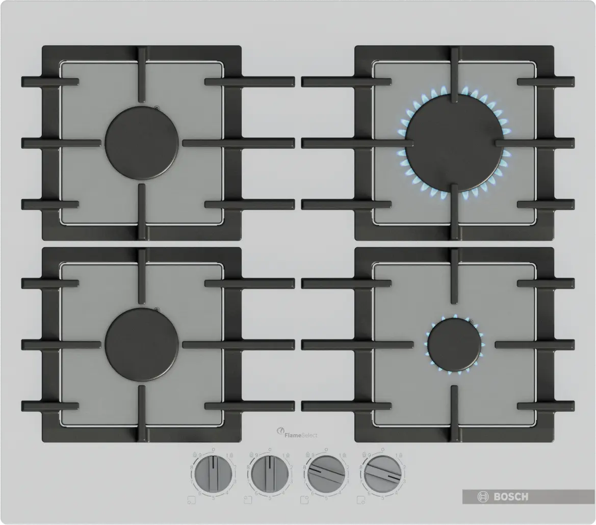 Serie 6 Gazlı Ocak 60 cm Sert cam, Beyaz - Gorsel 1